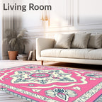 Vintage Pink Floral Medallion Rug