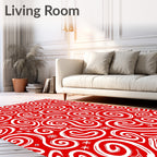 Red White Swirl Abstract Harmony Rug