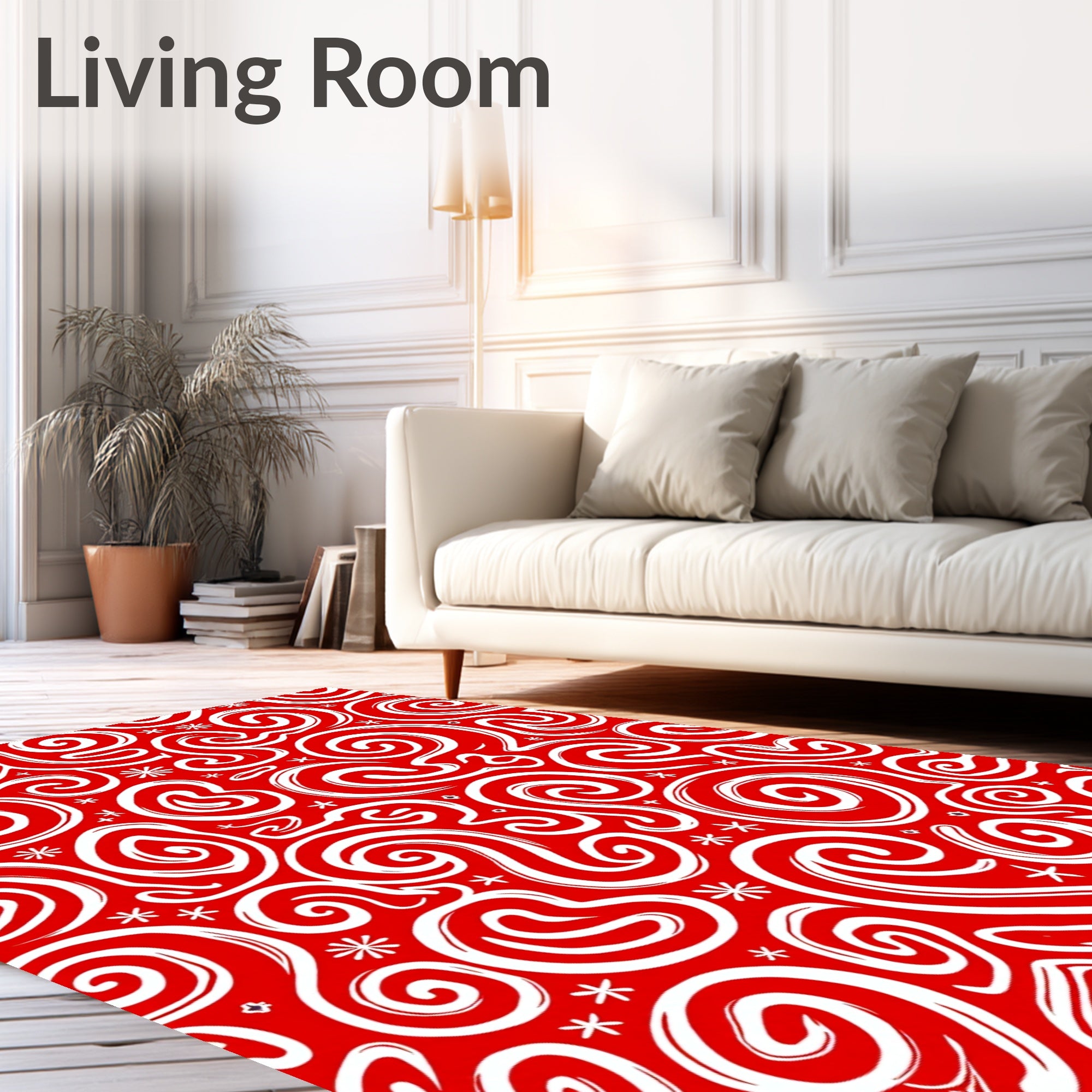Red White Swirl Abstract Harmony Rug