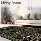 Vintage Black Gold Village Sleigh Rug