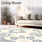 Pale Blue Floral Medallion Lattice Rug