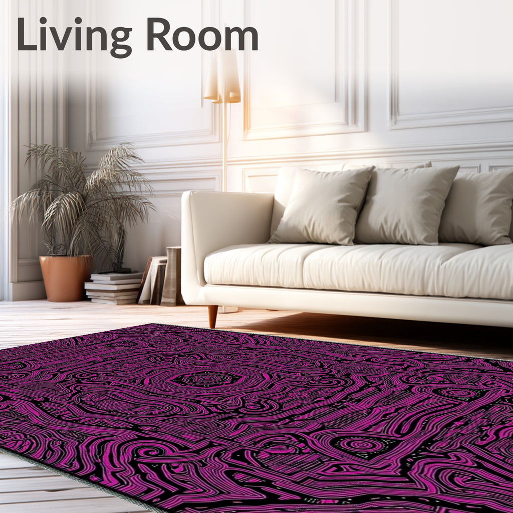 Vibrant Magenta Labyrinthine Lines Rug