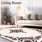 Deep Red Floral Border Medallion Rug