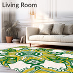 Emerald Gold Sunburst Symmetry Rug