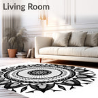 Monochromatic Intricate Mandala Art Rug
