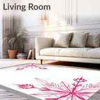 Vibrant Pink Floral Corner Medallion Rug
