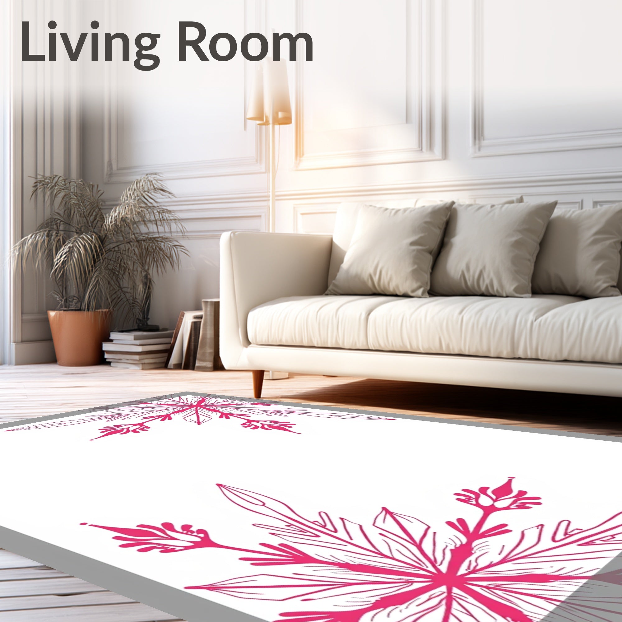 Vibrant Pink Floral Corner Medallion Rug