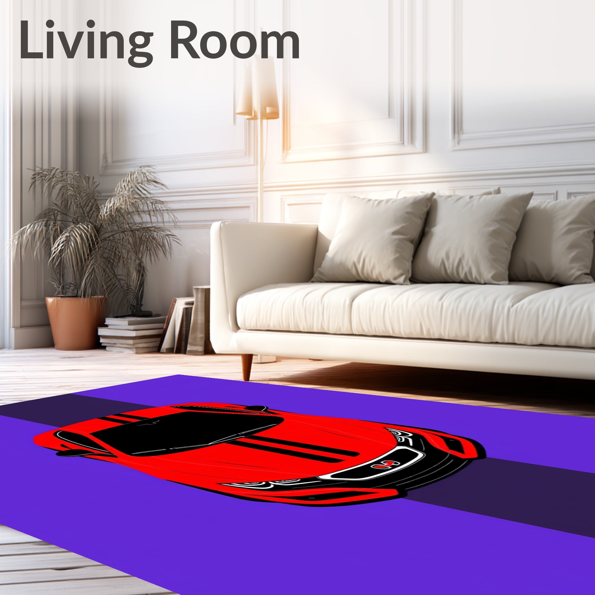 Bold Red Sports Car Stripes Rug