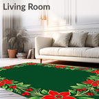 Festive Red Poinsettia Garland Vine Rug