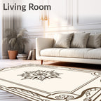 Brown Floral Medallion Frame Rug