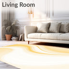 Golden Abstract Swirl Curving Lines Rug