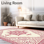 Ornate Crimson Centerpiece Border Rug
