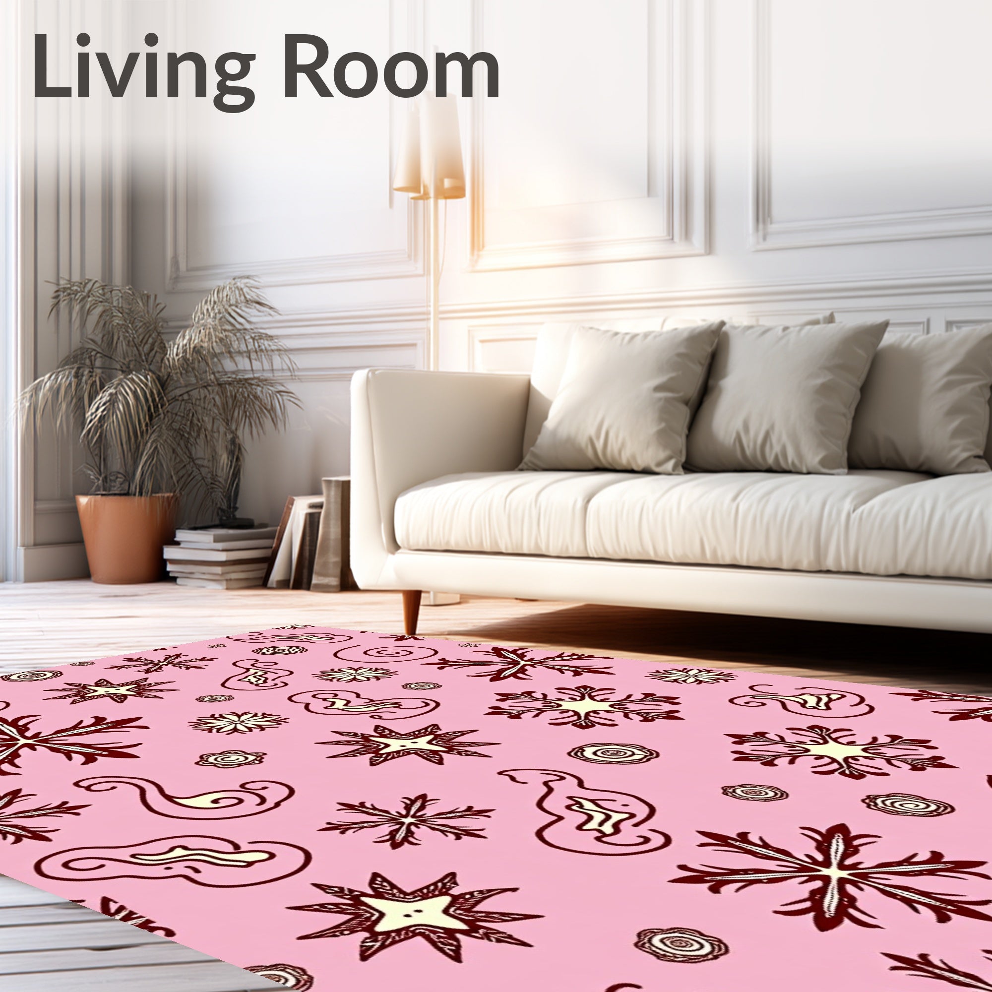 Pink Snowflake and Swirl Medley Rug