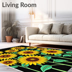 Vibrant Yellow Sunflower Garden Rug