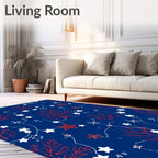 Deep Blue Red Star Twinkle Garland Rug