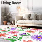Whimsical Garden Butterflies And Blooms Rug