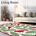 Red Cardinal Snowy Pine Boughs Rug