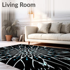 Black White Ice Snowflake Mandala Rug