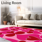 Vibrant Pink Hearts Floral Abstract Rug