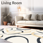 Minimalist Brushstroke Swirls Cream Rug