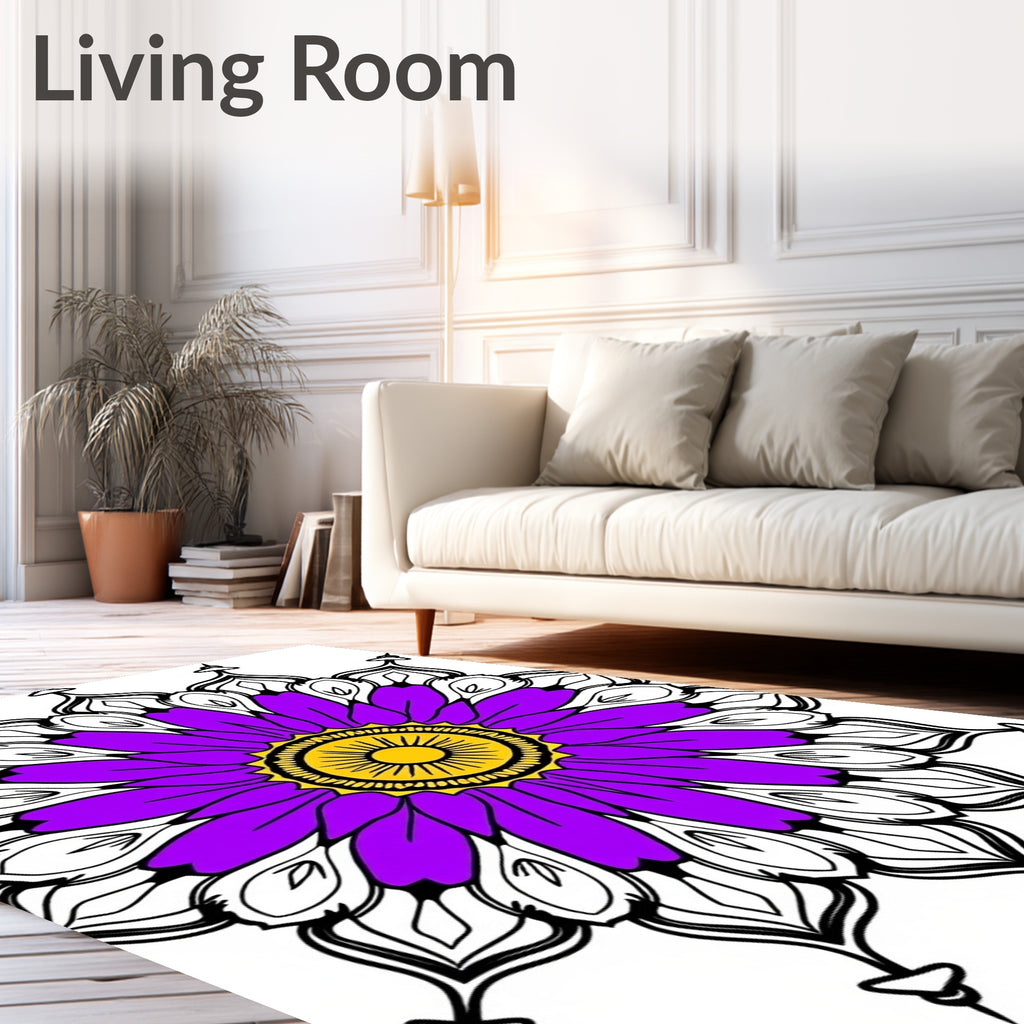 Radiant Purple Sun Mandala Medallion Rug