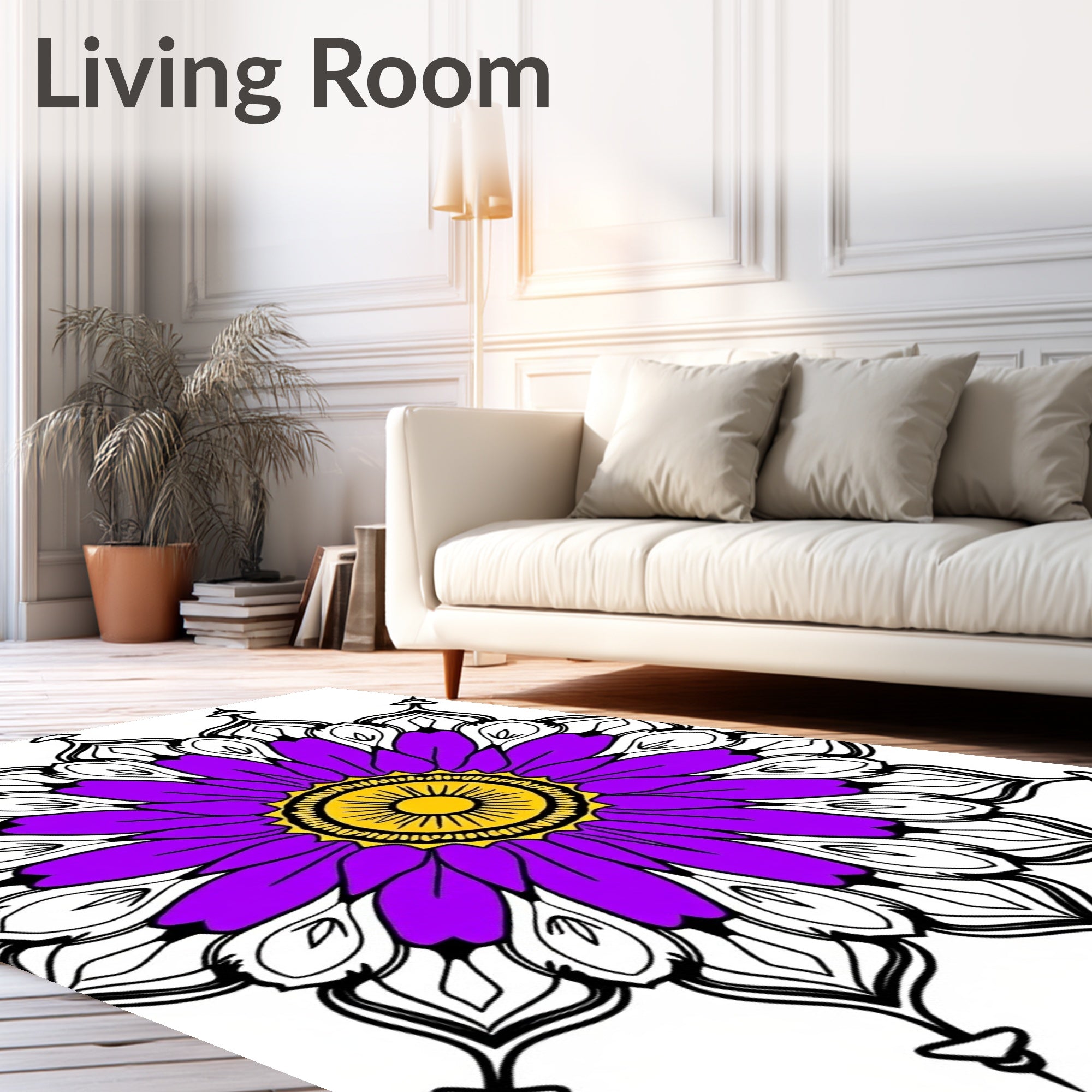 Radiant Purple Sun Mandala Medallion Rug