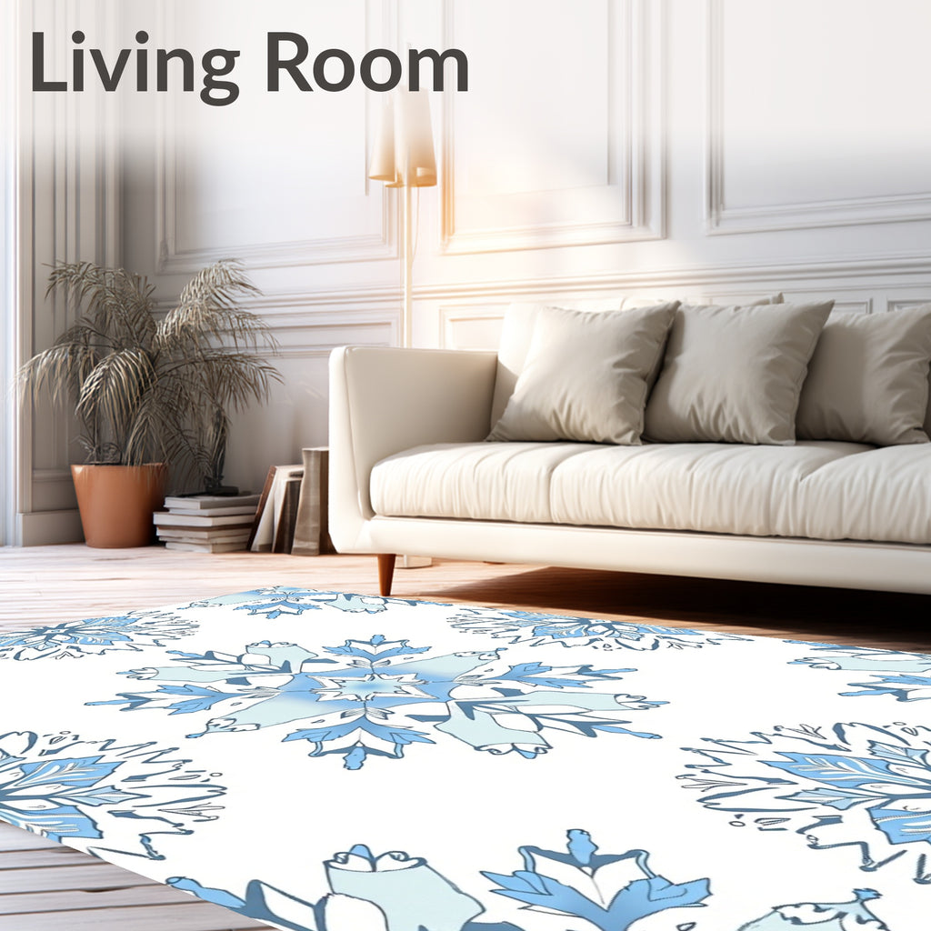 Pale Blue Snowflake Medallion Repeat Rug