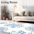 Pale Blue Snowflake Medallion Repeat Rug