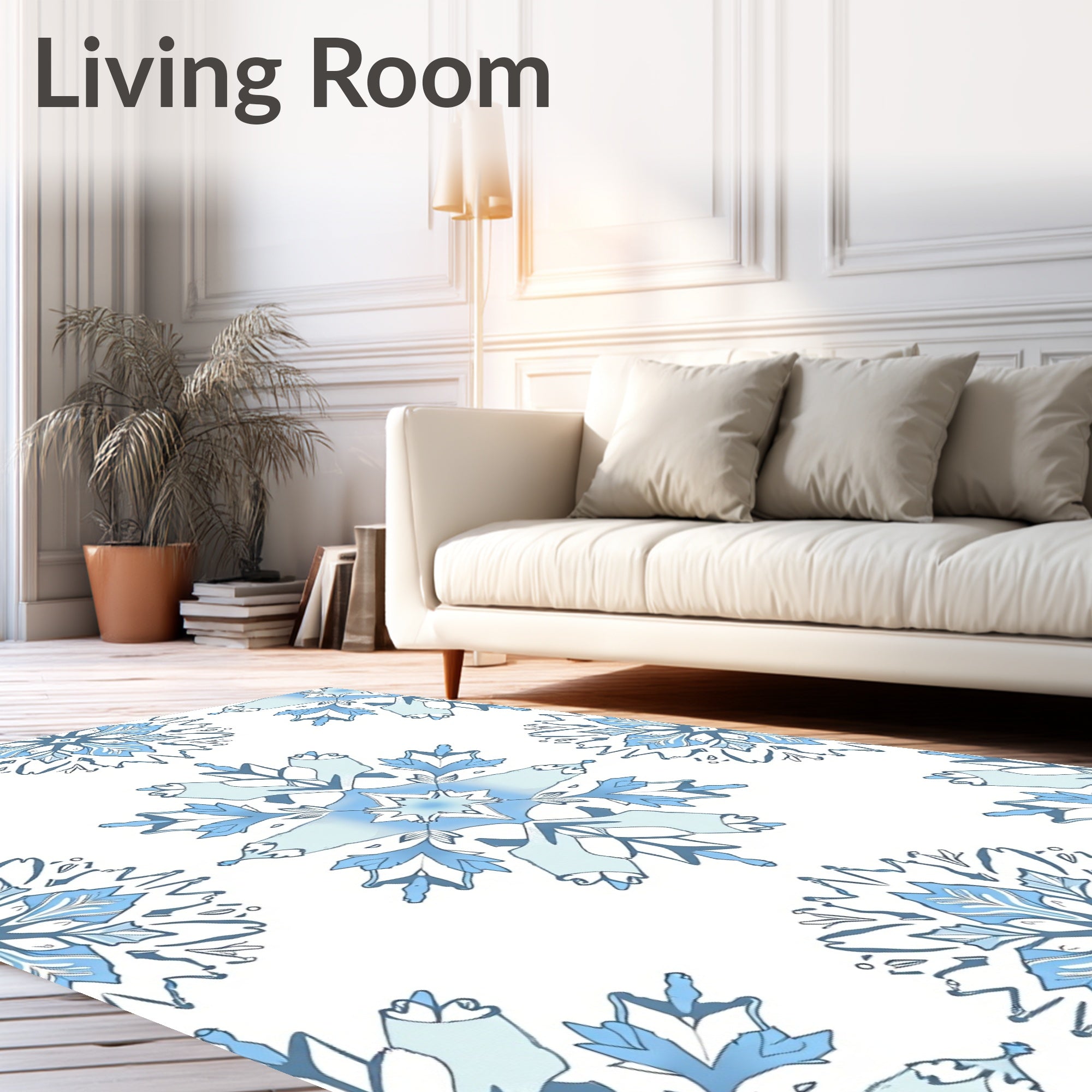 Pale Blue Snowflake Medallion Repeat Rug