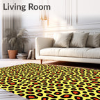Vibrant Yellow Orange Leopard Spots Rug