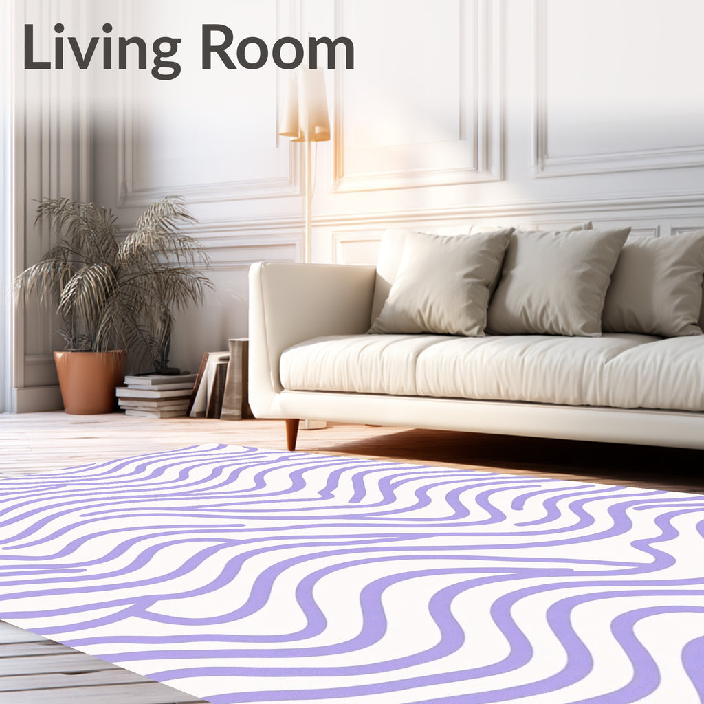 Pastel Purple Wavy Lines Rug