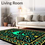 Aqua Dolphin Swirling Starburst Border Rug
