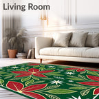 Christmas Poinsettia Garland Botanical Rug