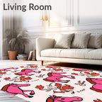 Pink Horse Floral Motif Rug