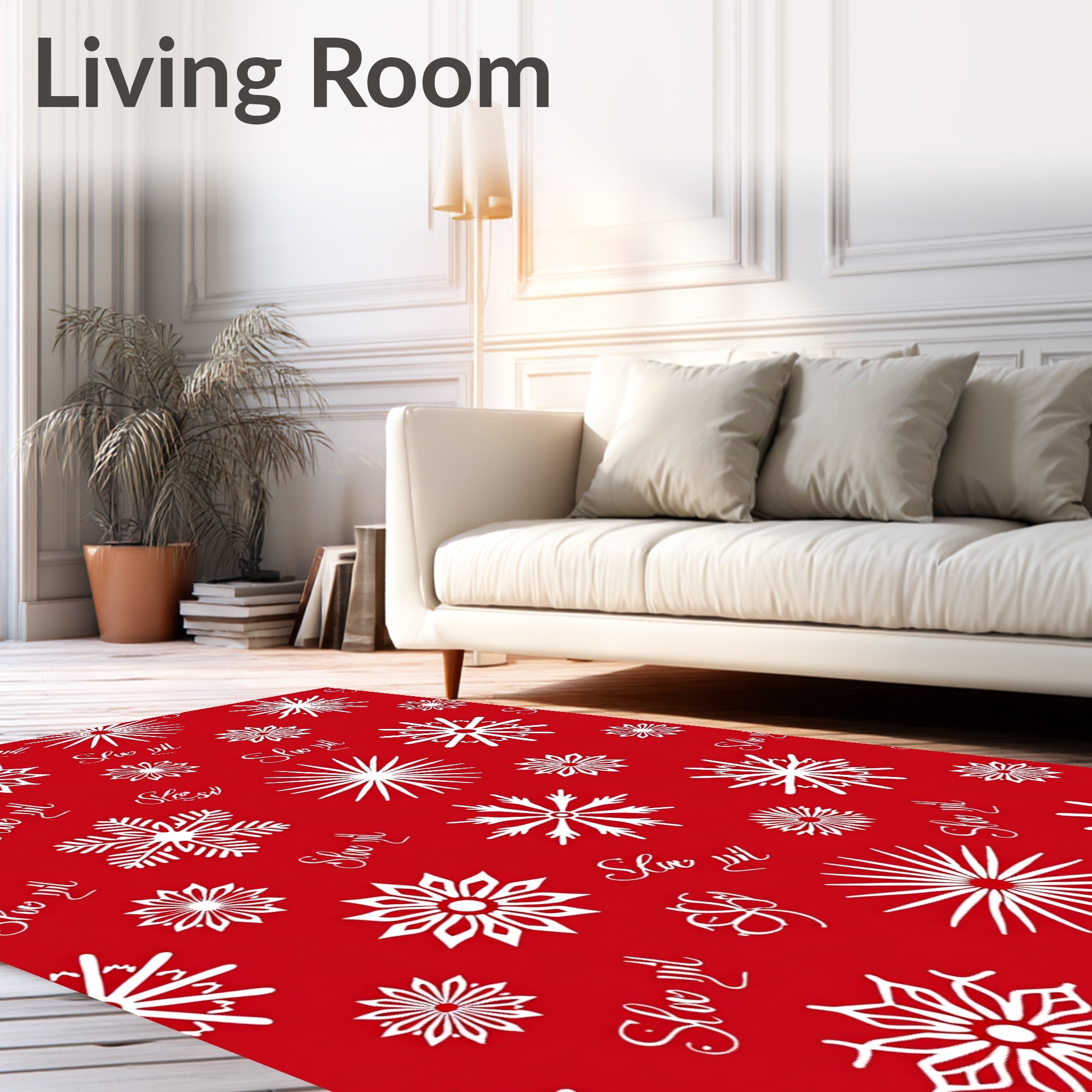 Classic Red Snowflake Holiday Rug
