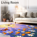 Orange Butterflies Amidst Sunlit Flowers Rug