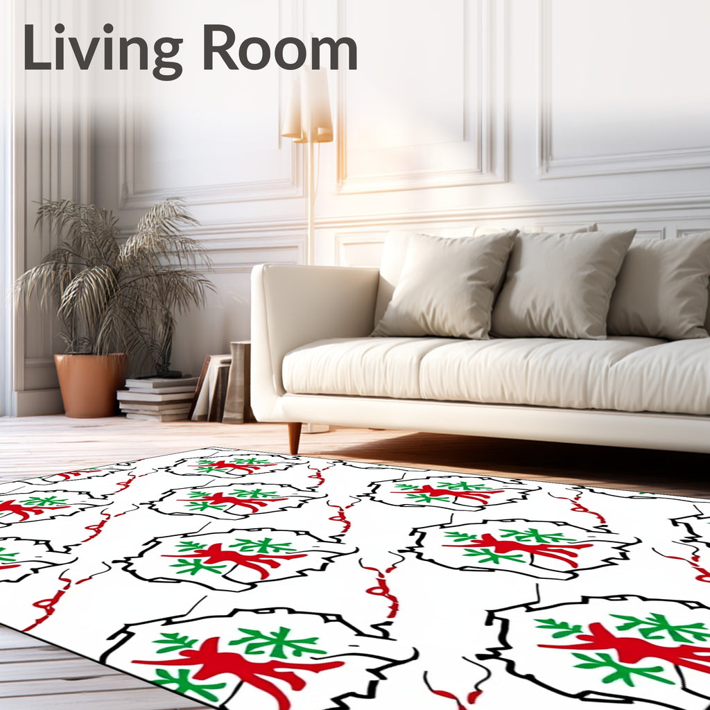 Red Green Humanoid Tribal Frame Rug