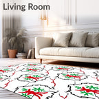 Red Green Humanoid Tribal Frame Rug