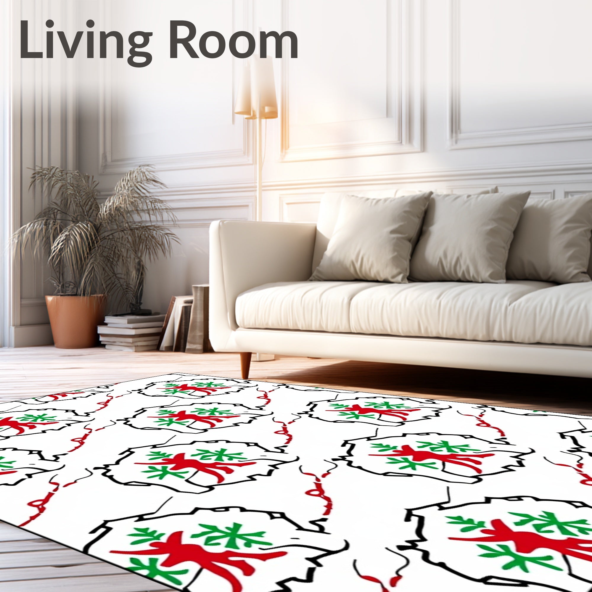 Red Green Humanoid Tribal Frame Rug