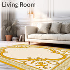 Golden Ochre Scrollwork Arch Rug