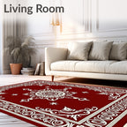 Crimson Medallion Border Swirl Rug