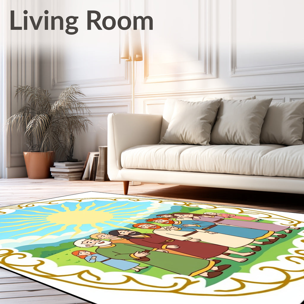 Golden Sun Community Friends Border Rug