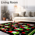 Whimsical Red Elf Christmas Gnome Medallion Rug