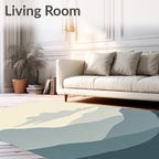 Muted Blue Layered Mountain Cloudscape Rug