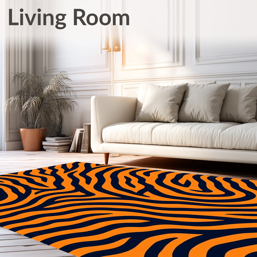 Bold Orange Navy Wave Rug