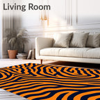 Bold Orange Navy Wave Rug
