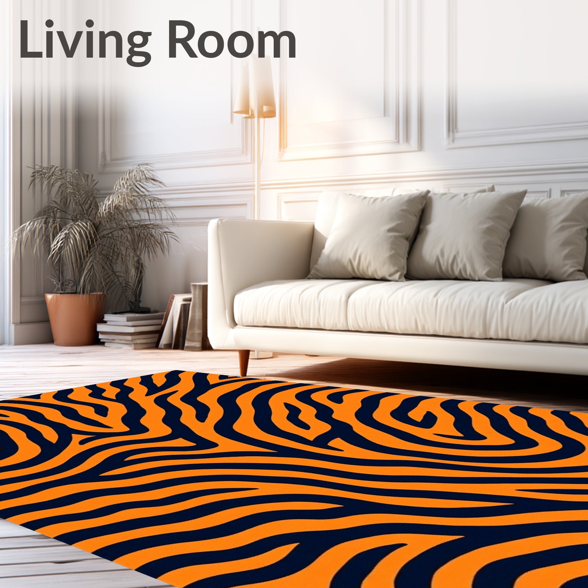 Bold Orange Navy Wave Rug