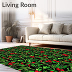 Vibrant Red Berry Leaf Garland Rug