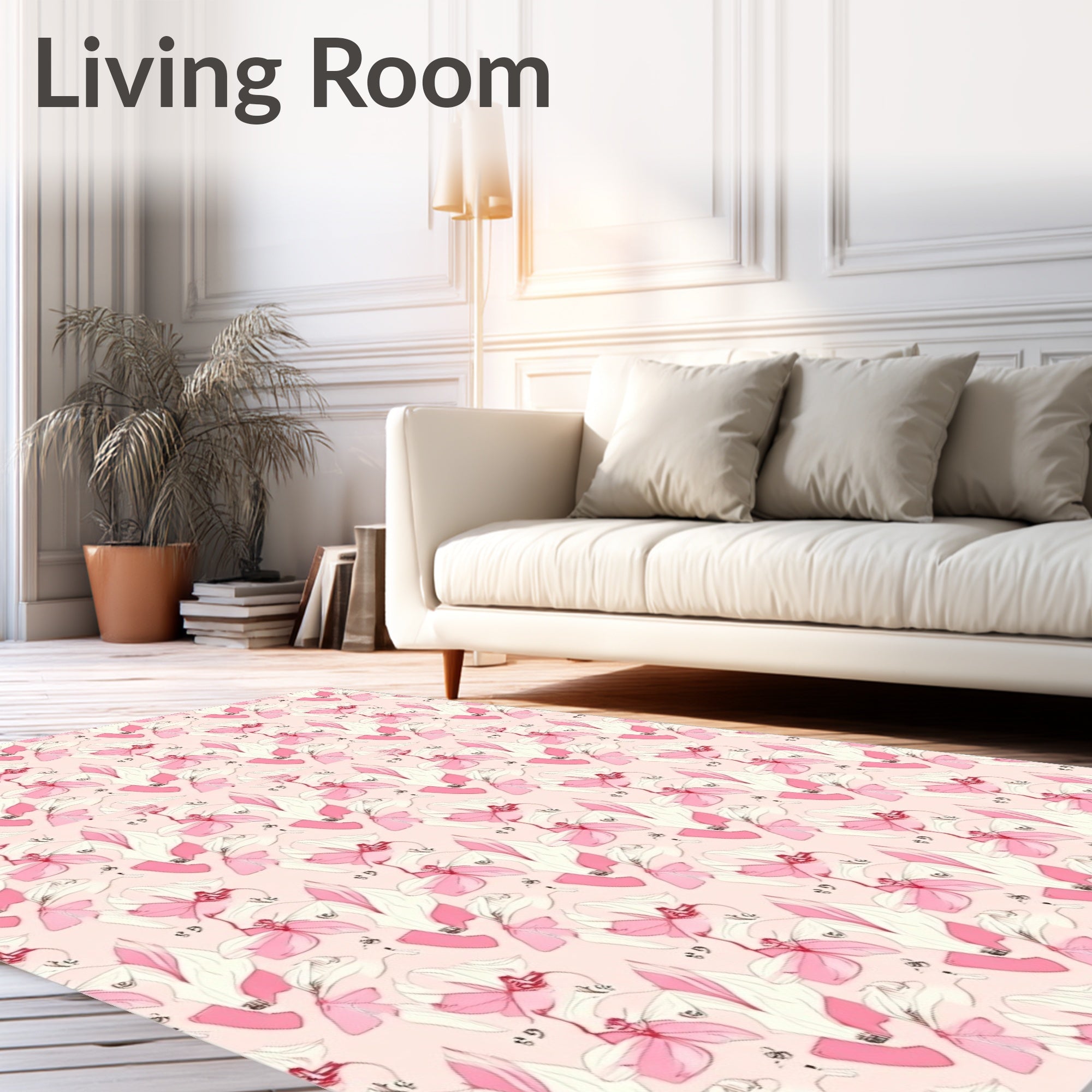 Pink Orchid Floral Illustration Rug