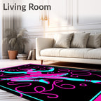 Vibrant Pink Turquoise Ballerina Swirls Rug